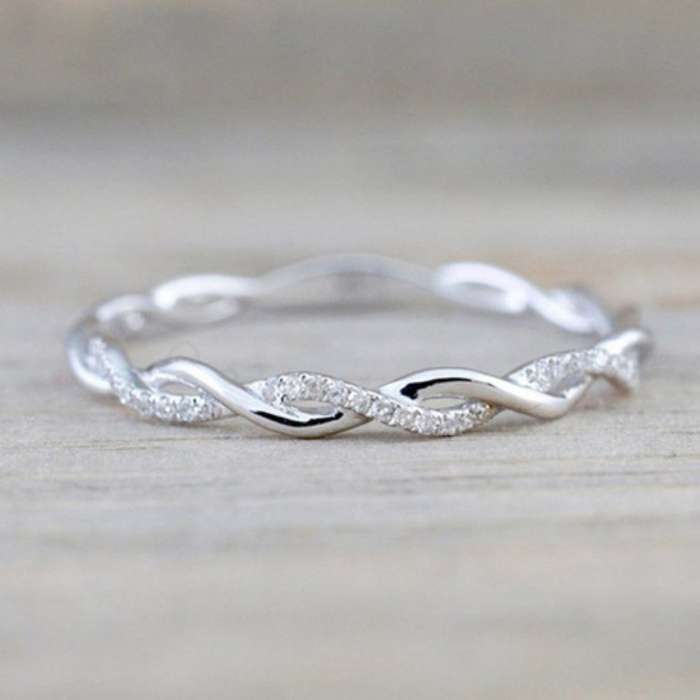 *NEW Sterling Silver Diamond Twisted Eternity Ring